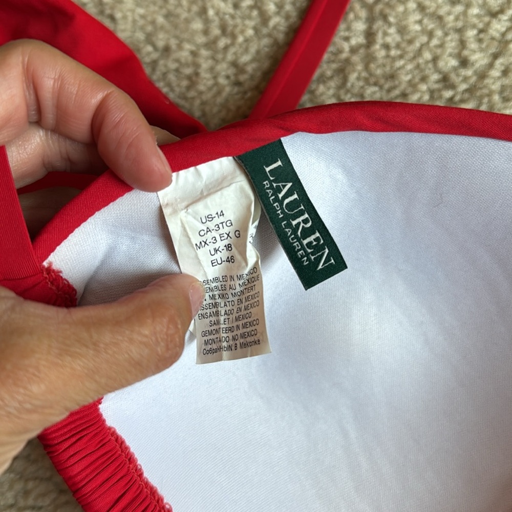 Lauren Ralph Lauren Red Swimwear bikini swim bathing suit size 14 - Picture 8 of 8